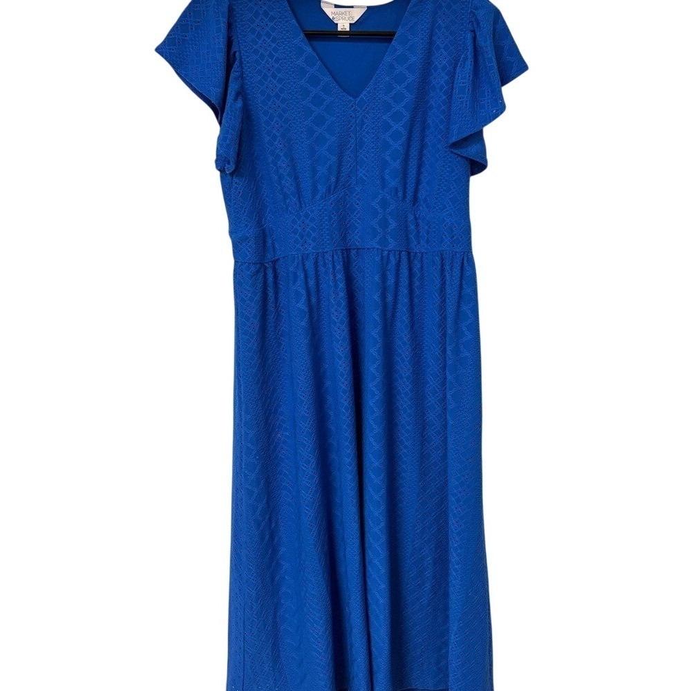 Market & Spruce Women's Vibrant Blue Dress Size Medium V-neck Summer wear